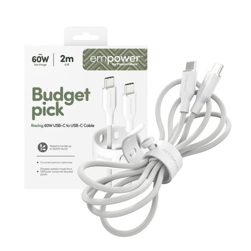 PanzerGlass 60W USB-C to USB-C USB 2.0 cable 2m White