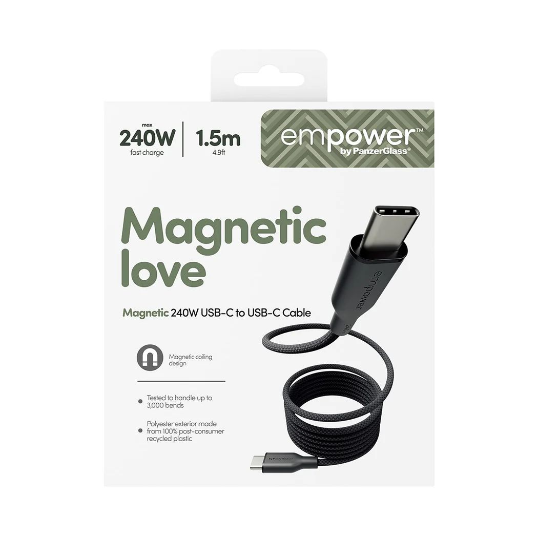 PanzerGlass Magnetic 240W USB-C to USB-C cable 1,5m Black