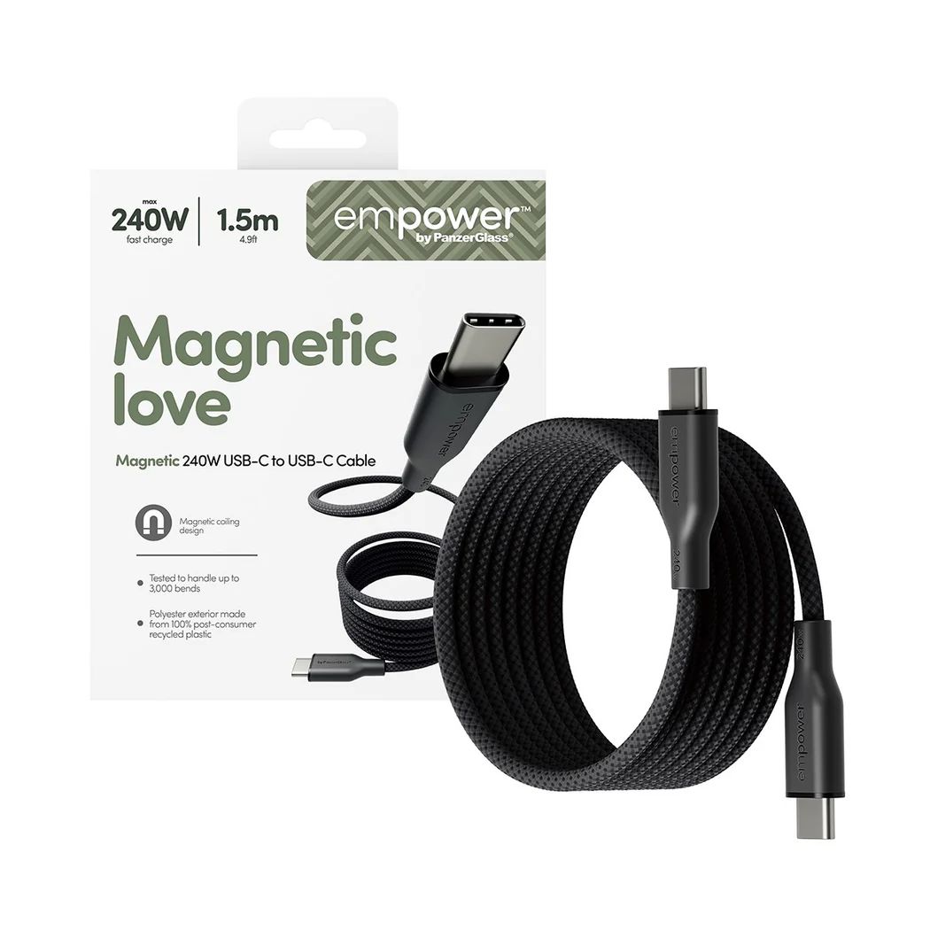PanzerGlass Magnetic 240W USB-C to USB-C cable 1,5m Black