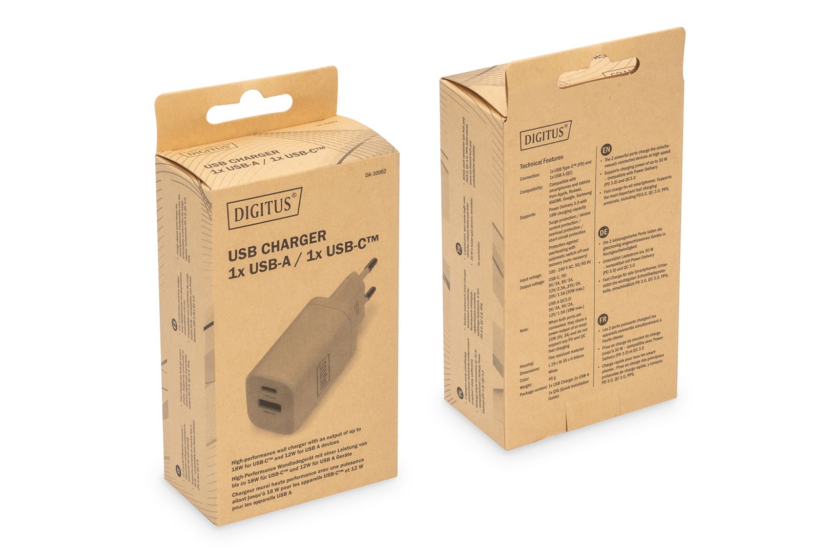 Digitus DA-10062 USB-C/USB-A DualPort Charger 30W White