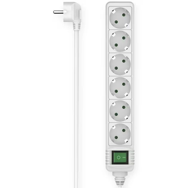 Hama Hálózati Elosztó Kapcsolóval 6DIN 3m White