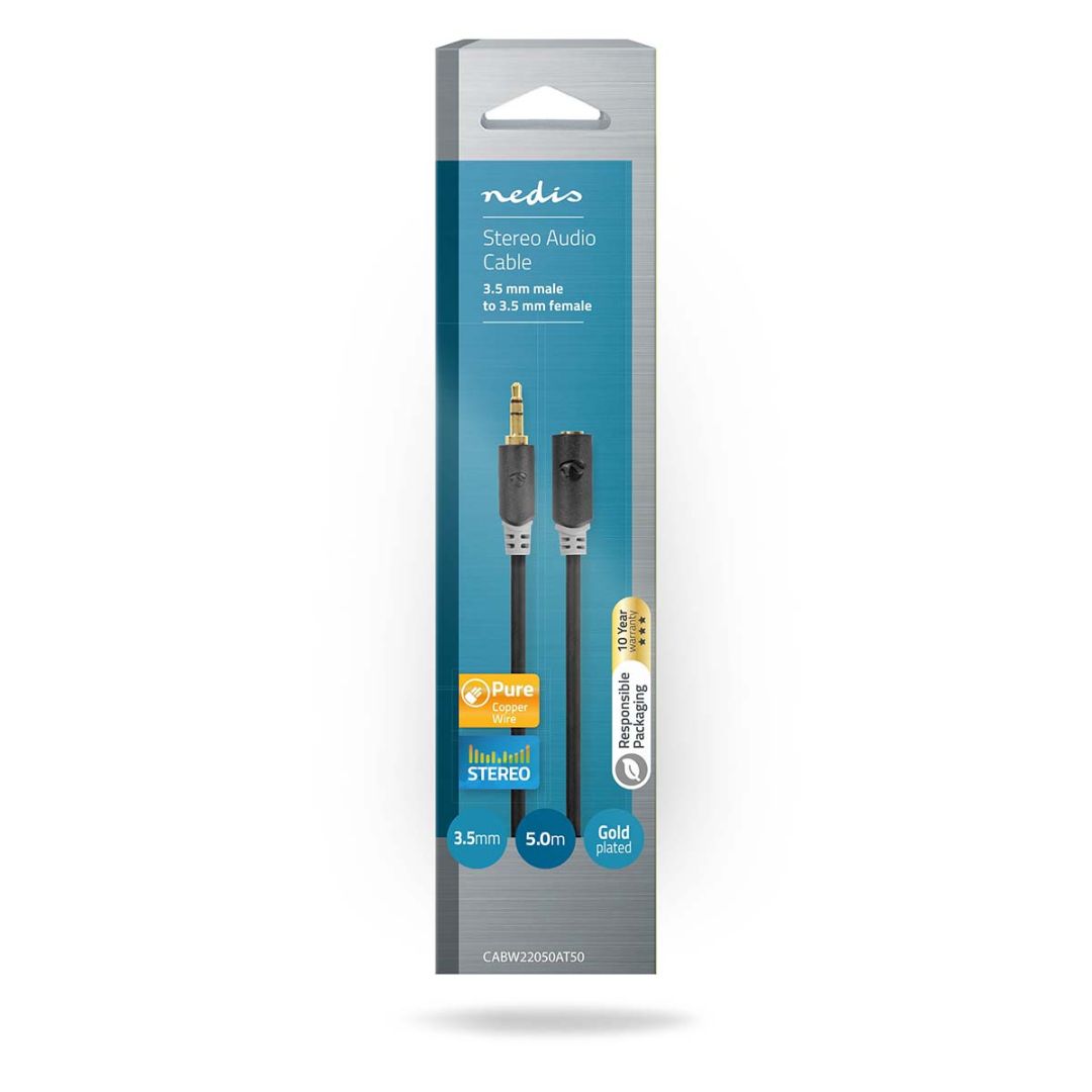 Nedis Stereo Audio Cable 3,5mm jack 5m Black