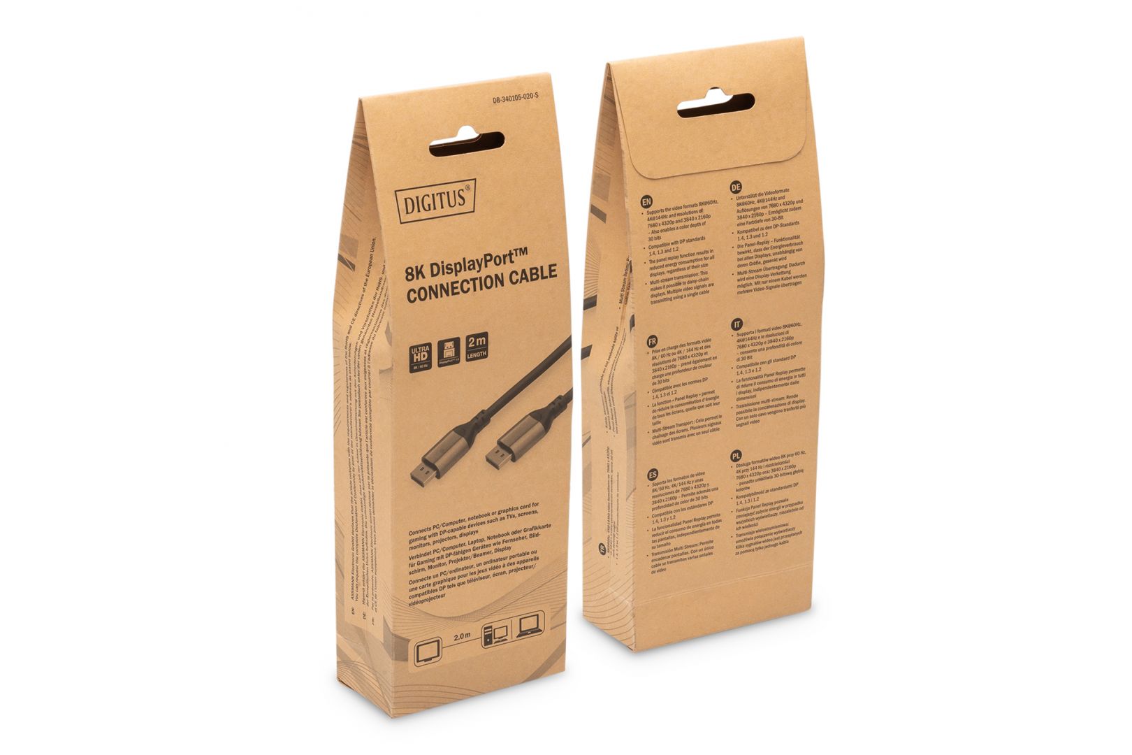 Digitus 8K DisplayPort connection cable Version 1.4 2m Black