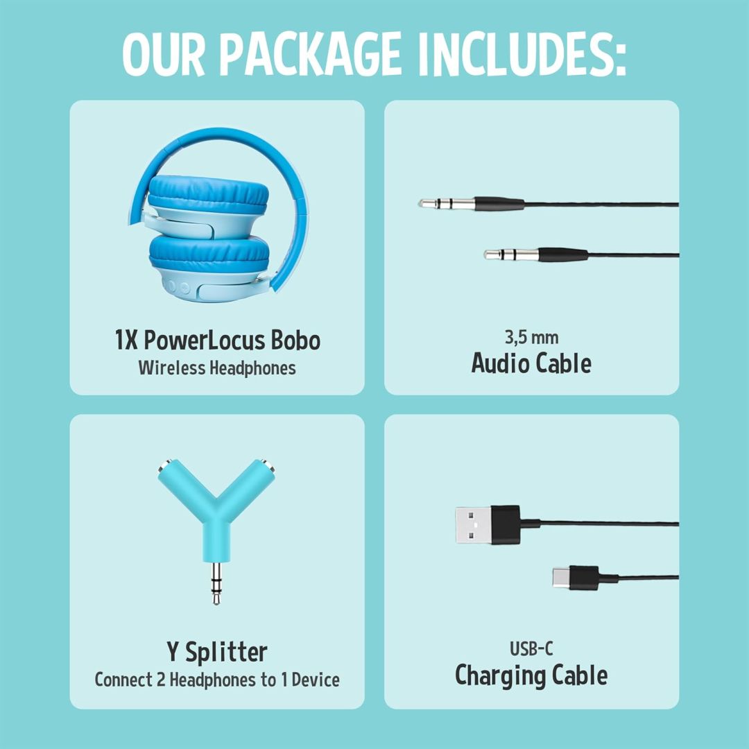 PowerLocus Bobo Kids Bluetooth Headset Blue
