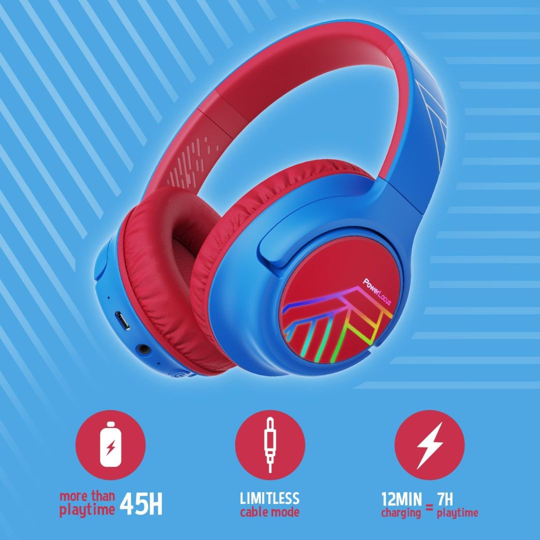 PowerLocus Bobo Kids Bluetooth Headset Blue/Red