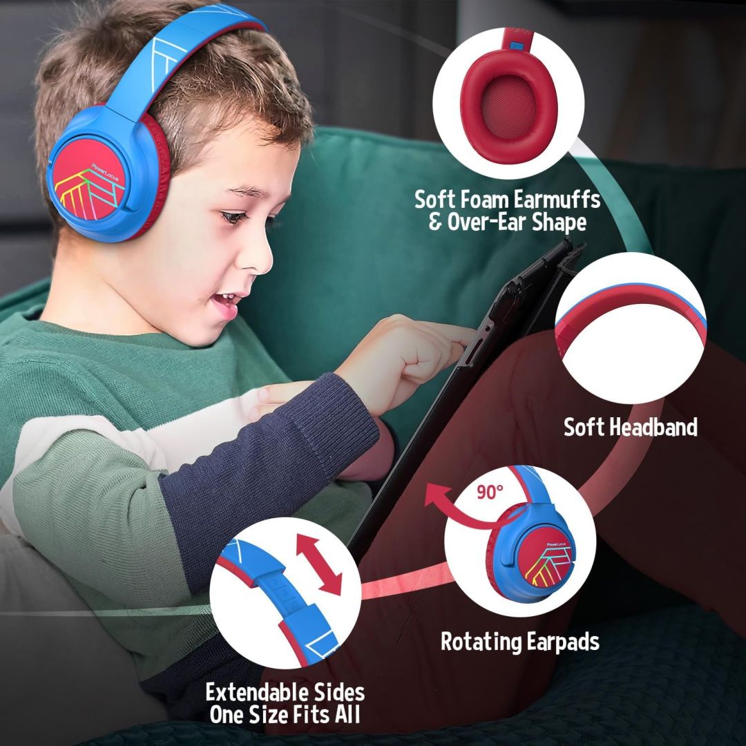 PowerLocus Bobo Kids Bluetooth Headset Blue/Red