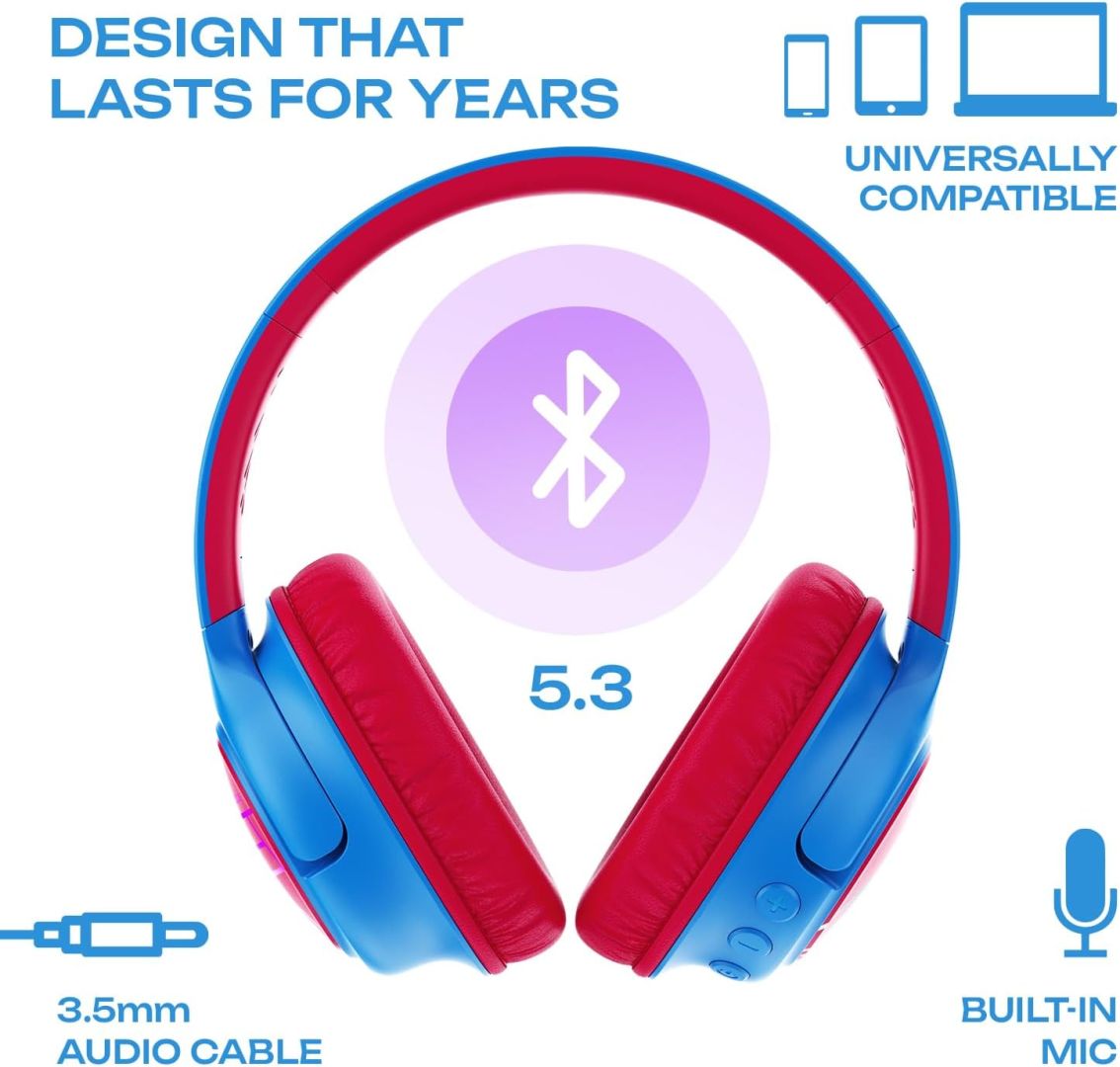 PowerLocus Bobo Kids Bluetooth Headset Blue/Red