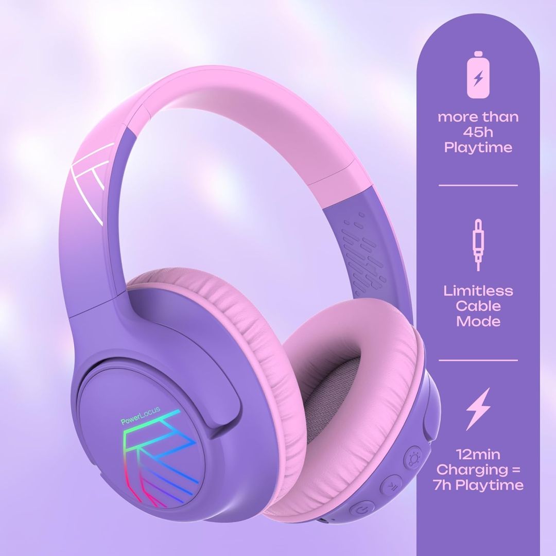 PowerLocus Bobo Kids Bluetooth Headset Purple/Pink