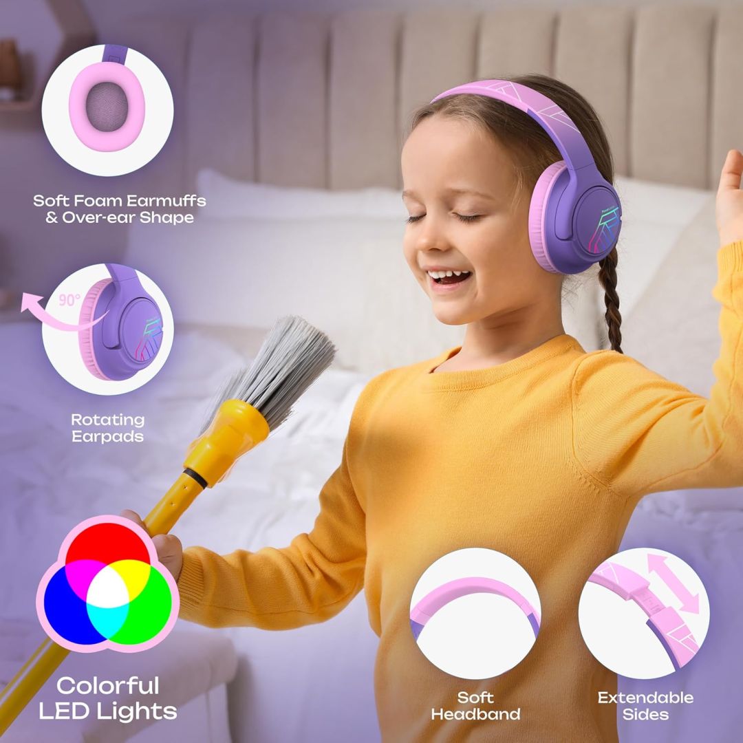 PowerLocus Bobo Kids Bluetooth Headset Purple/Pink