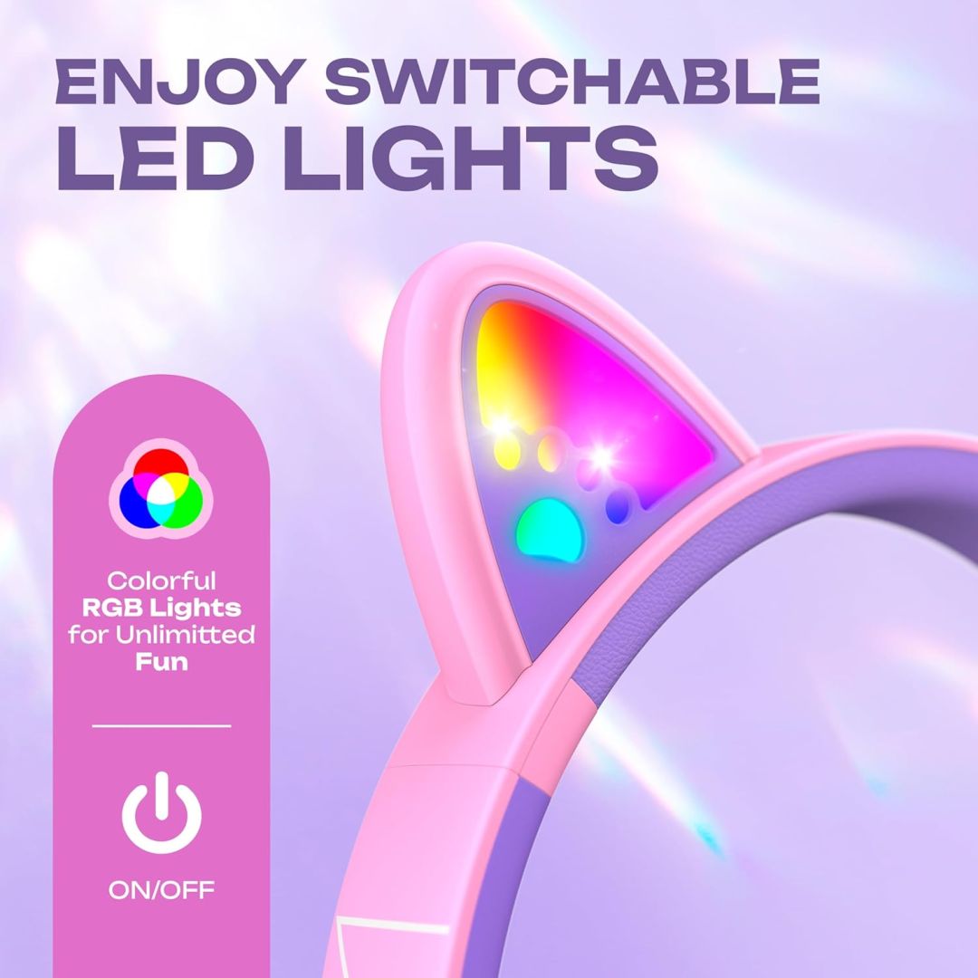 PowerLocus Bobo Ears Kids Bluetooth Headset Purple/Pink