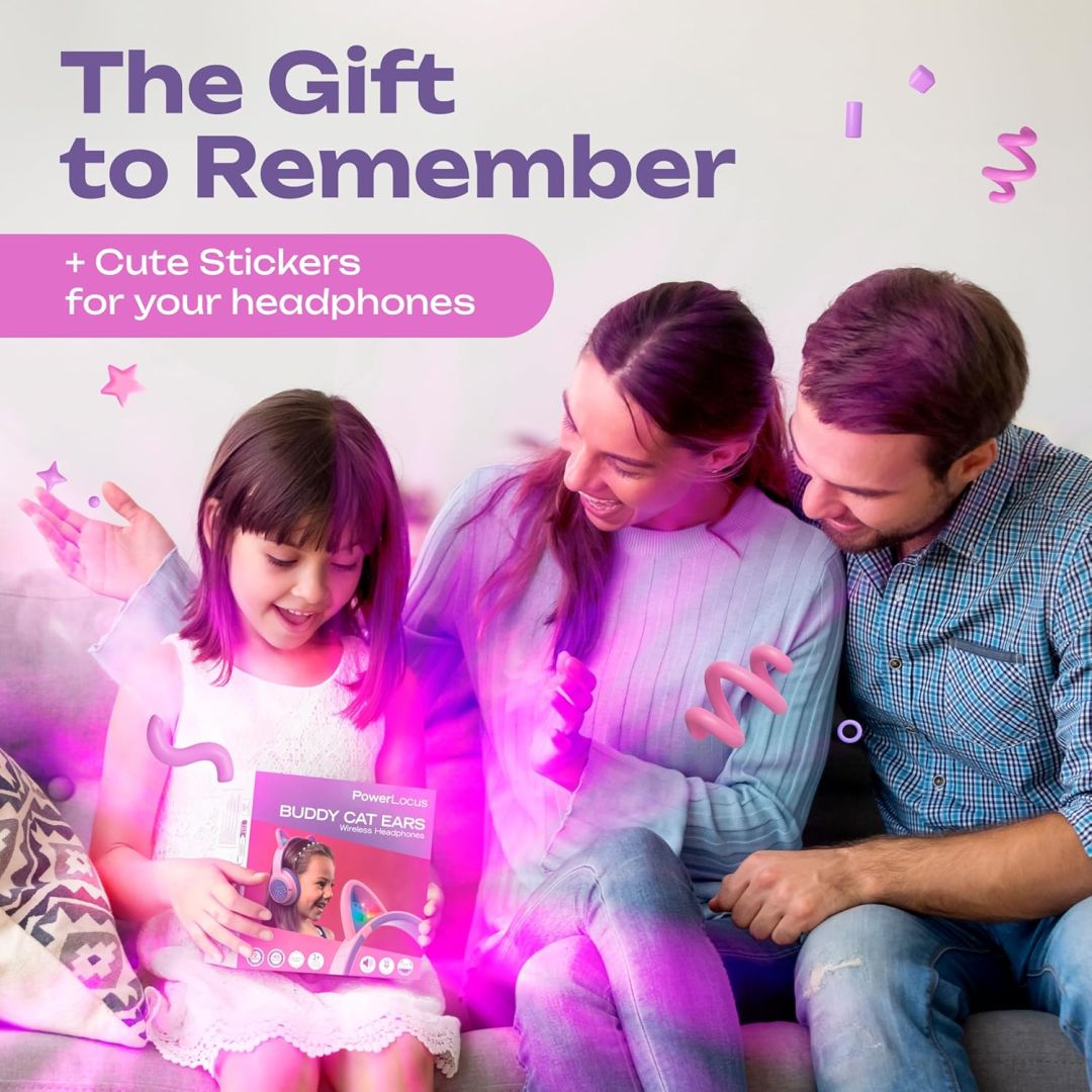 PowerLocus Bobo Ears Kids Bluetooth Headset Purple/Pink