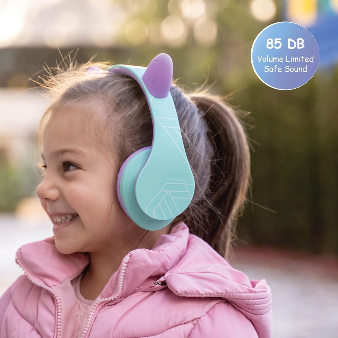 PowerLocus P2Kids Bluetooth Headset Teal/Purple Ears