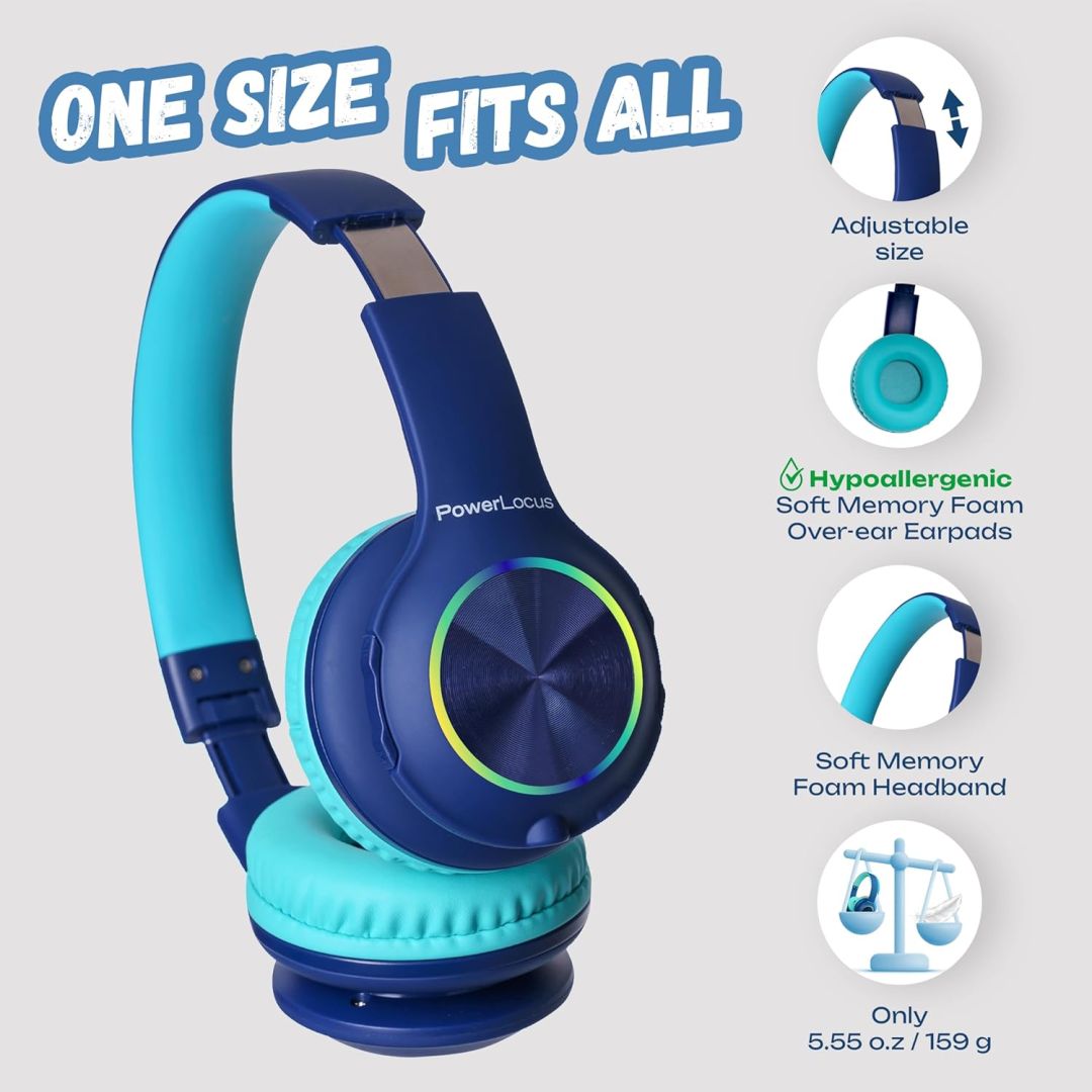 PowerLocus PLED Kids Bluetooth Headset Blue