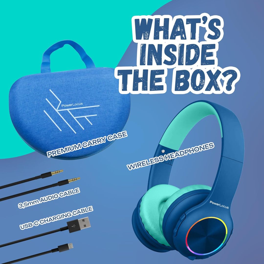 PowerLocus PLED Kids Bluetooth Headset Blue