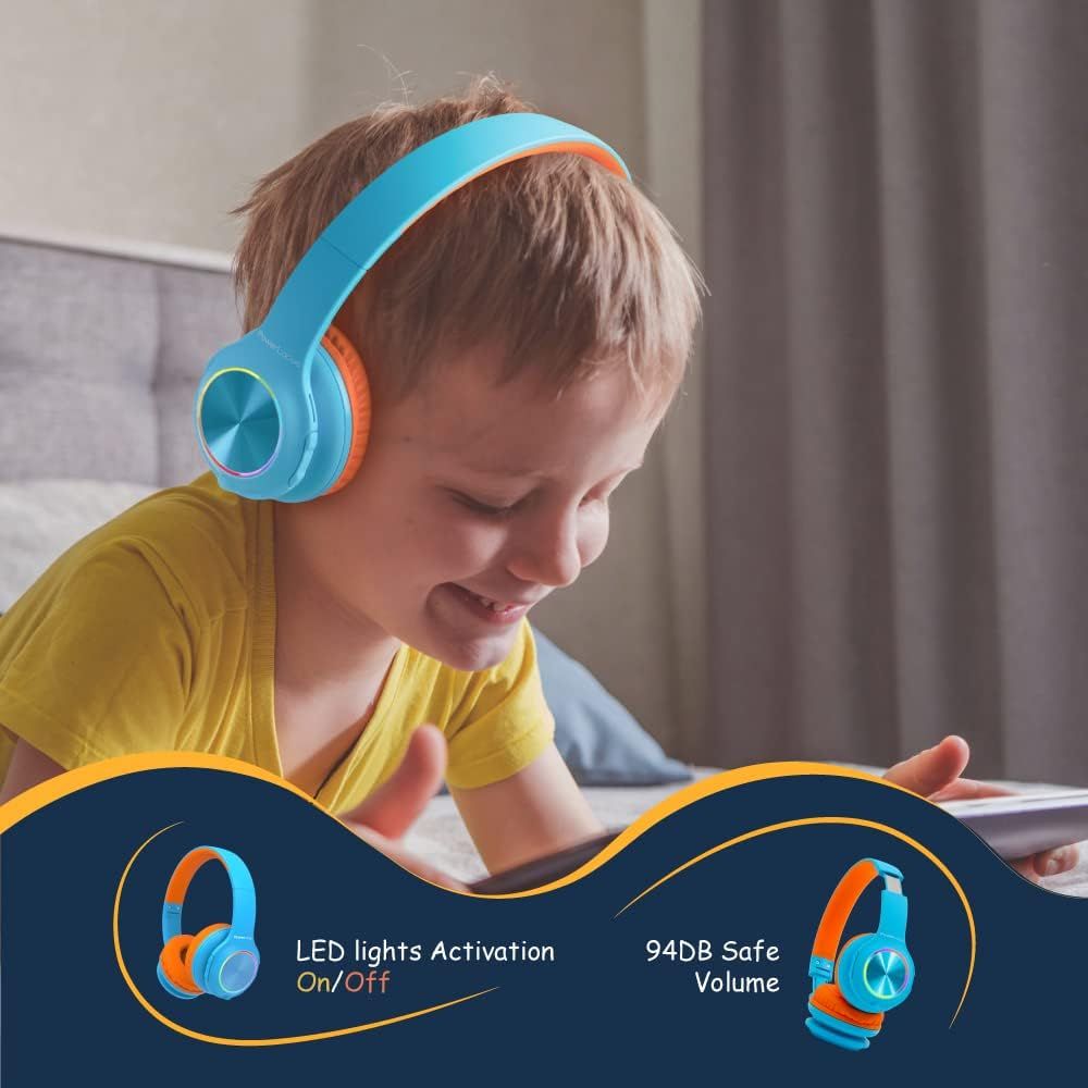 PowerLocus PLED Kids Bluetooth Headset Blue/Orange
