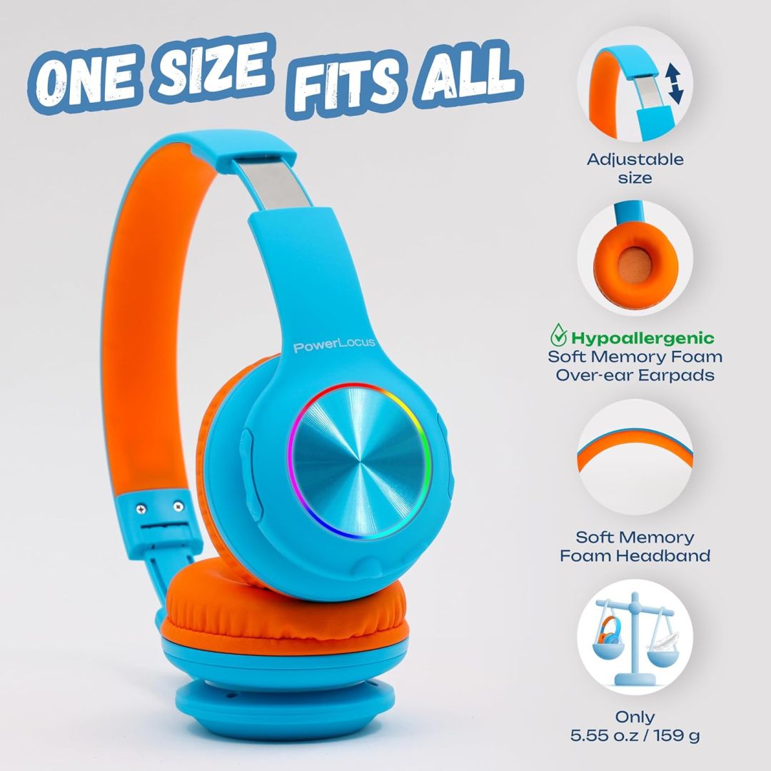 PowerLocus PLED Kids Bluetooth Headset Blue/Orange