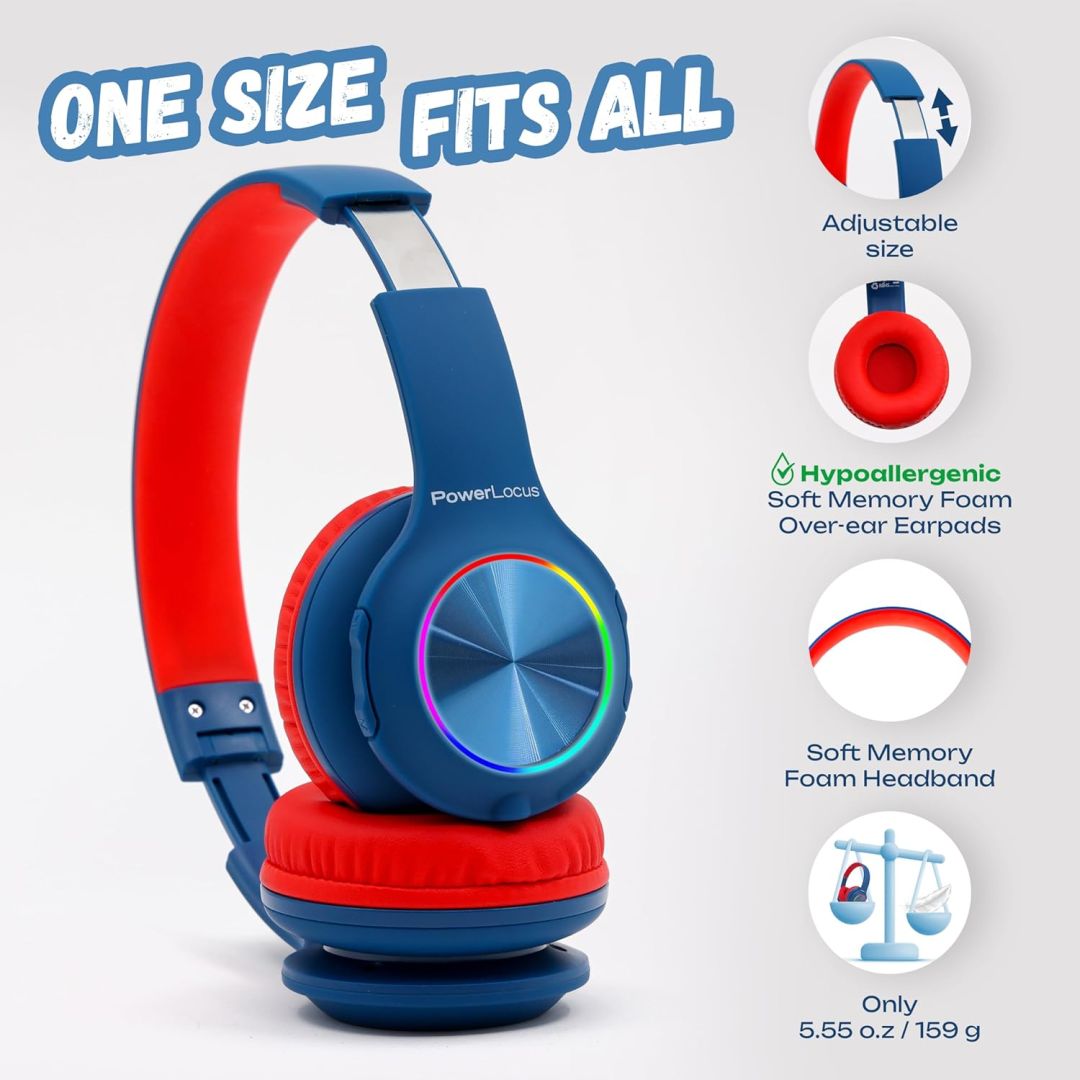 PowerLocus PLED Kids Bluetooth Headset Blue/Red