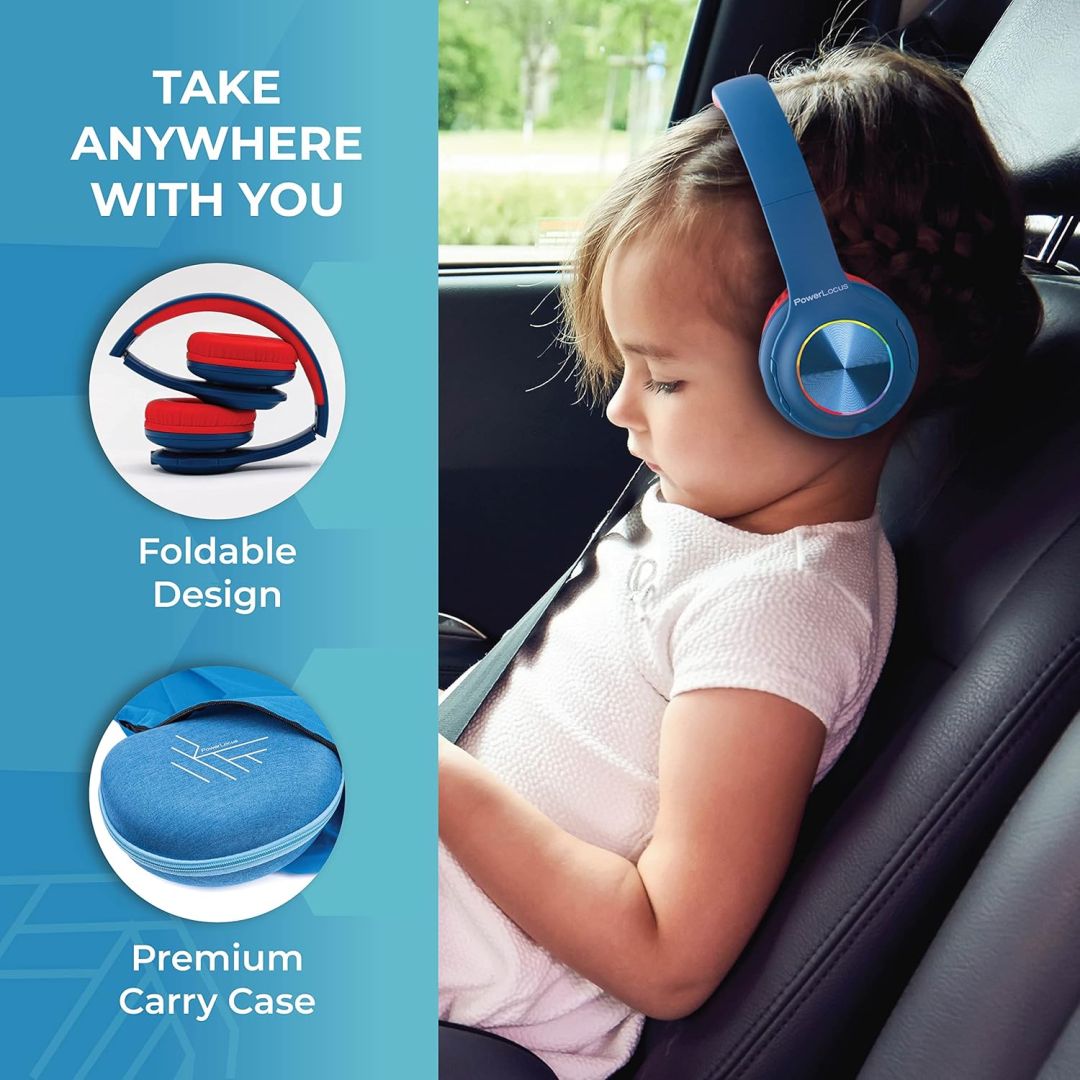 PowerLocus PLED Kids Bluetooth Headset Blue/Red