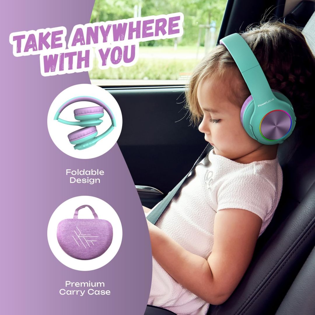 PowerLocus PLED Kids Bluetooth Headset Teal/Purple
