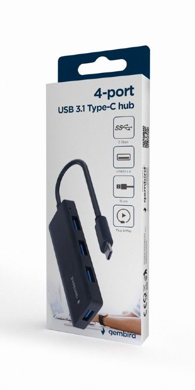 Gembird 4-portos USB3.1 HUB Black
