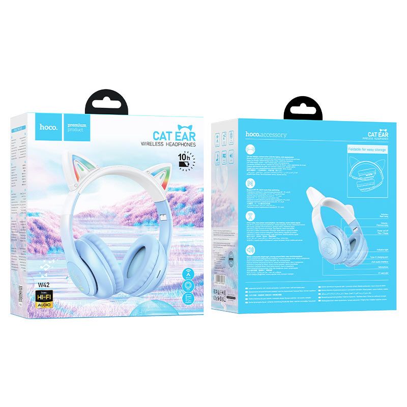 Hoco W42 Cat Wireless Bluetooth Headset Blue