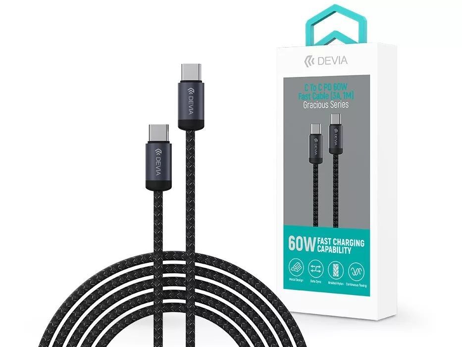Devia ST107885 Gracious Series 60W PD Type-C/Type-C 1m Black