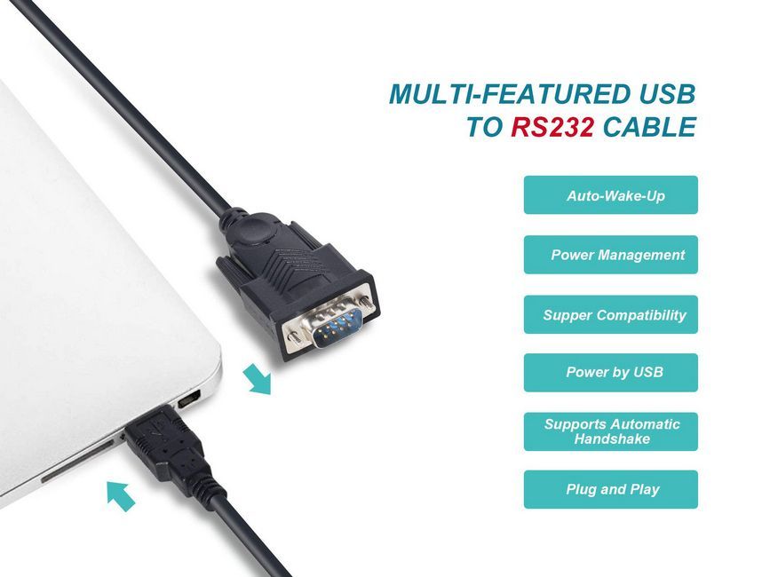 EQuip USB-A to Serial (DB9) cable 1,5m Black