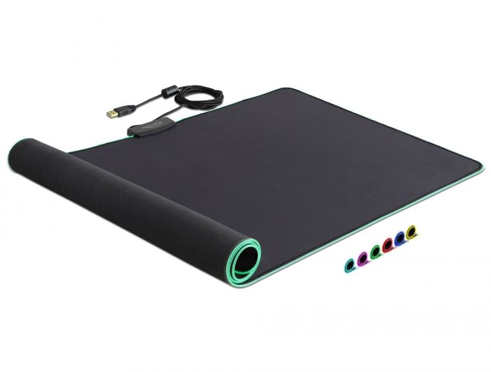 DeLock USB with RGB Illumination Egérpad Black