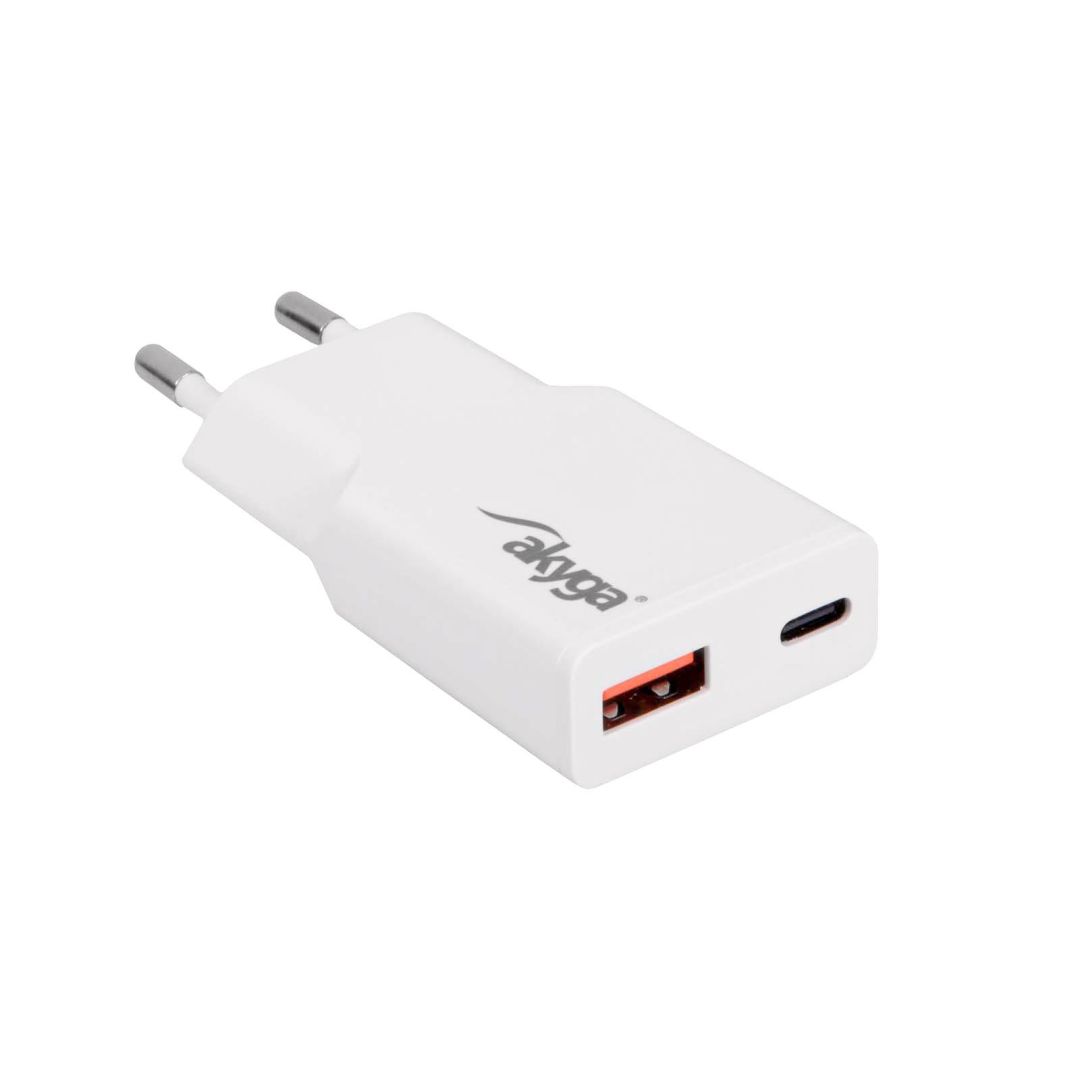 Akyga AK-CH-27 USB-A/USB-C PD 30W Quick Charge 3.0 GaN White