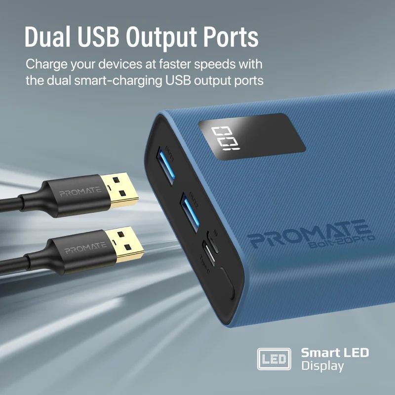 Promate  Bolt-20Pro 20000mAh PowerBank Blue