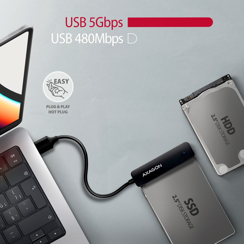 AXAGON ADSA-FP2A USB-A 5Gbps SLIM adapter for 2,5