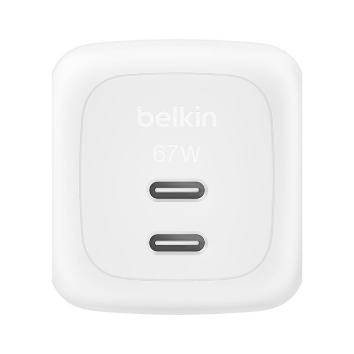 Belkin 2-Port USB-C GaN Charger (67W) with USB-C Cable White