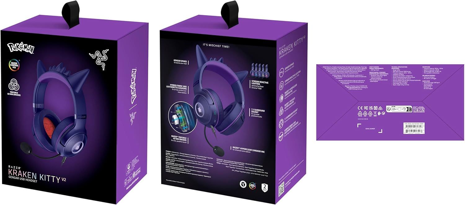 Razer Kraken Kitty V2 Gaming Headset Gengar Edition