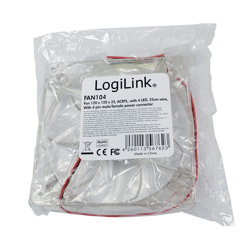 Logilink FAN104 12cm cooler LED Acryl