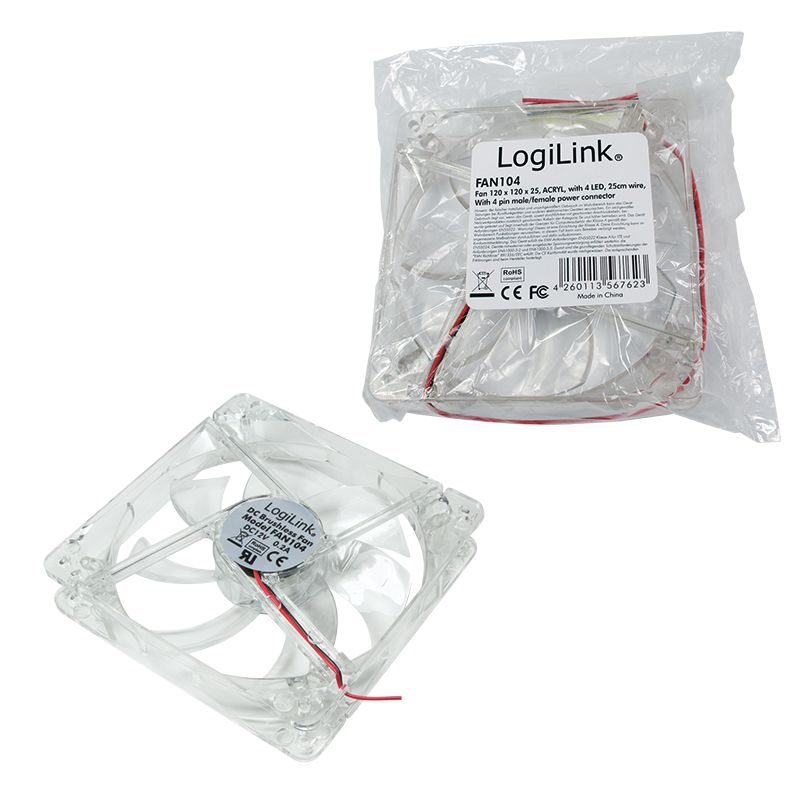 Logilink FAN104 12cm cooler LED Acryl
