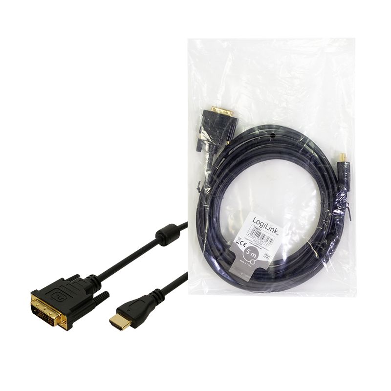 Logilink HDMI cable A/M to DVI/M 1080p 2m Black
