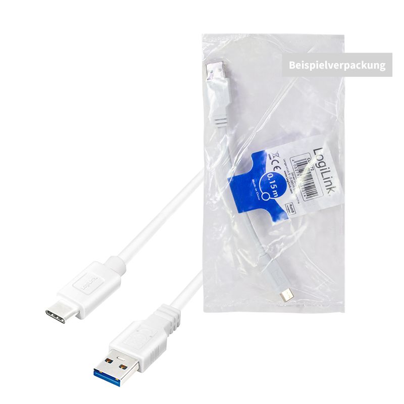 Logilink USB 3.2 Gen1 Type-C cable C/M to USB-A/M 2m White