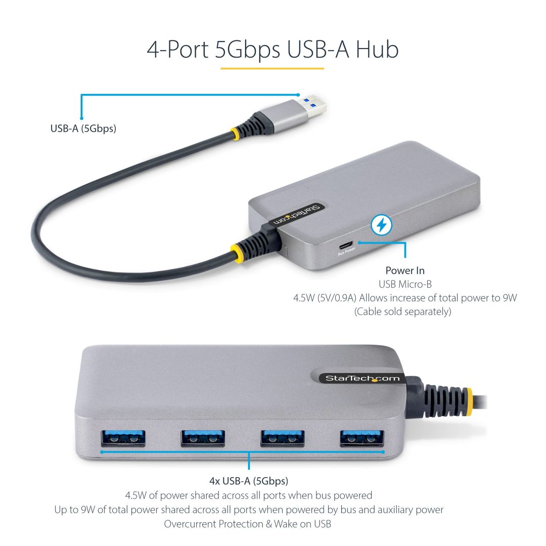 Startech 4-portos USB3.0 HUB Space Gray