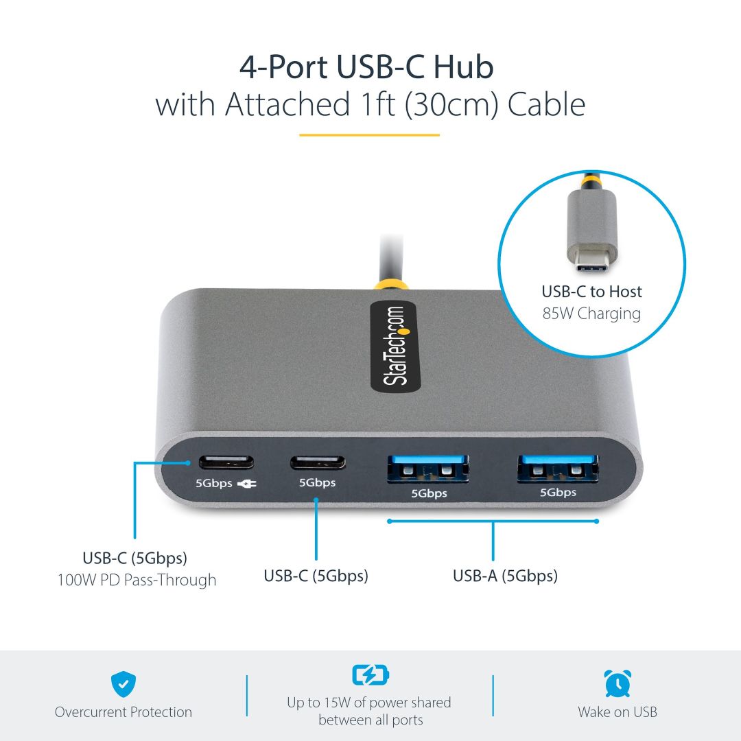 Startech 4-portos USB3.0 HUB Space Gray