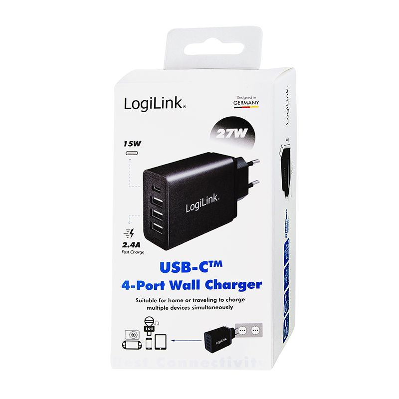 Logilink 4 port USB fast charger Black