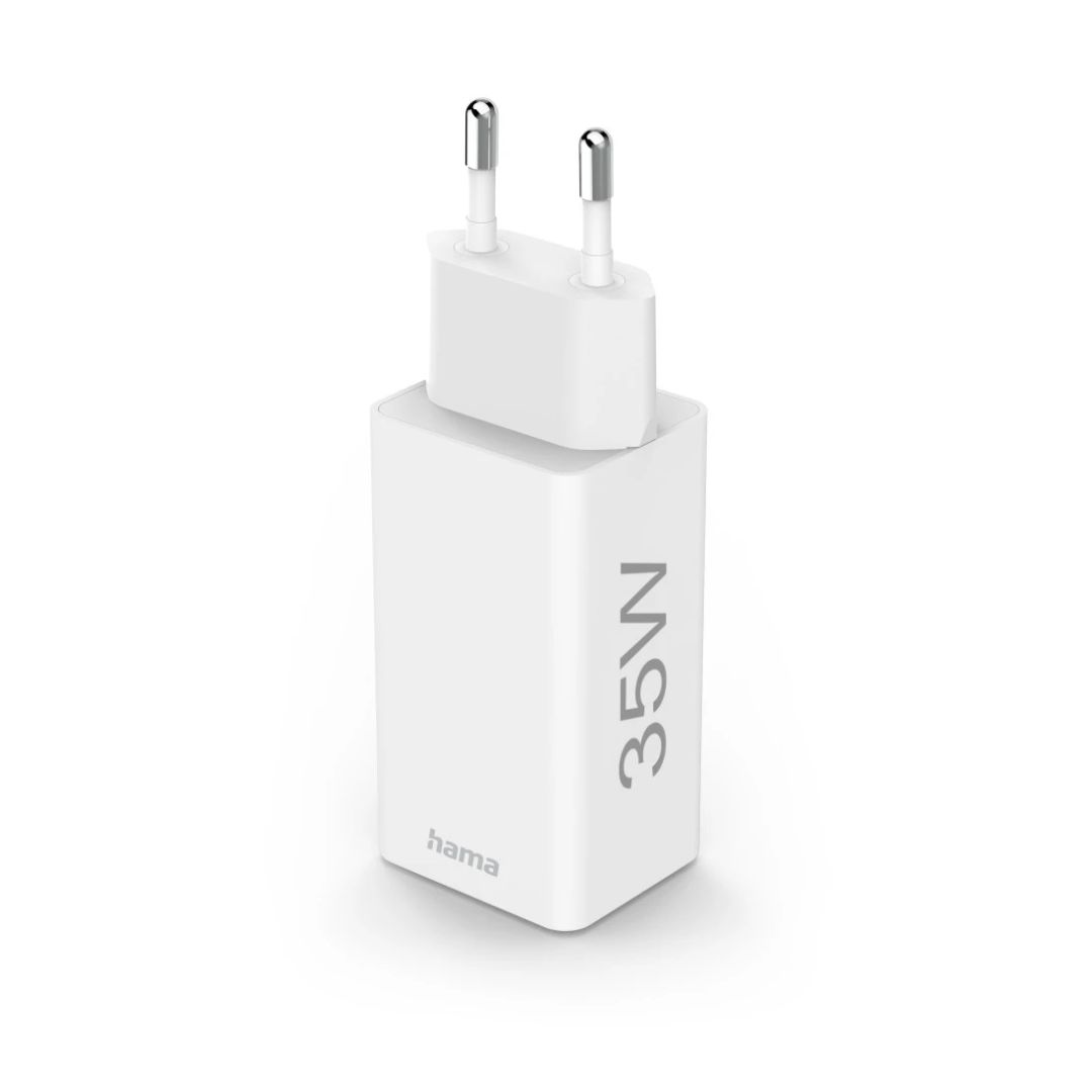 Hama Fast Charger+cable 2 x USB-C PD / QC Mini Charger 35W 1m White