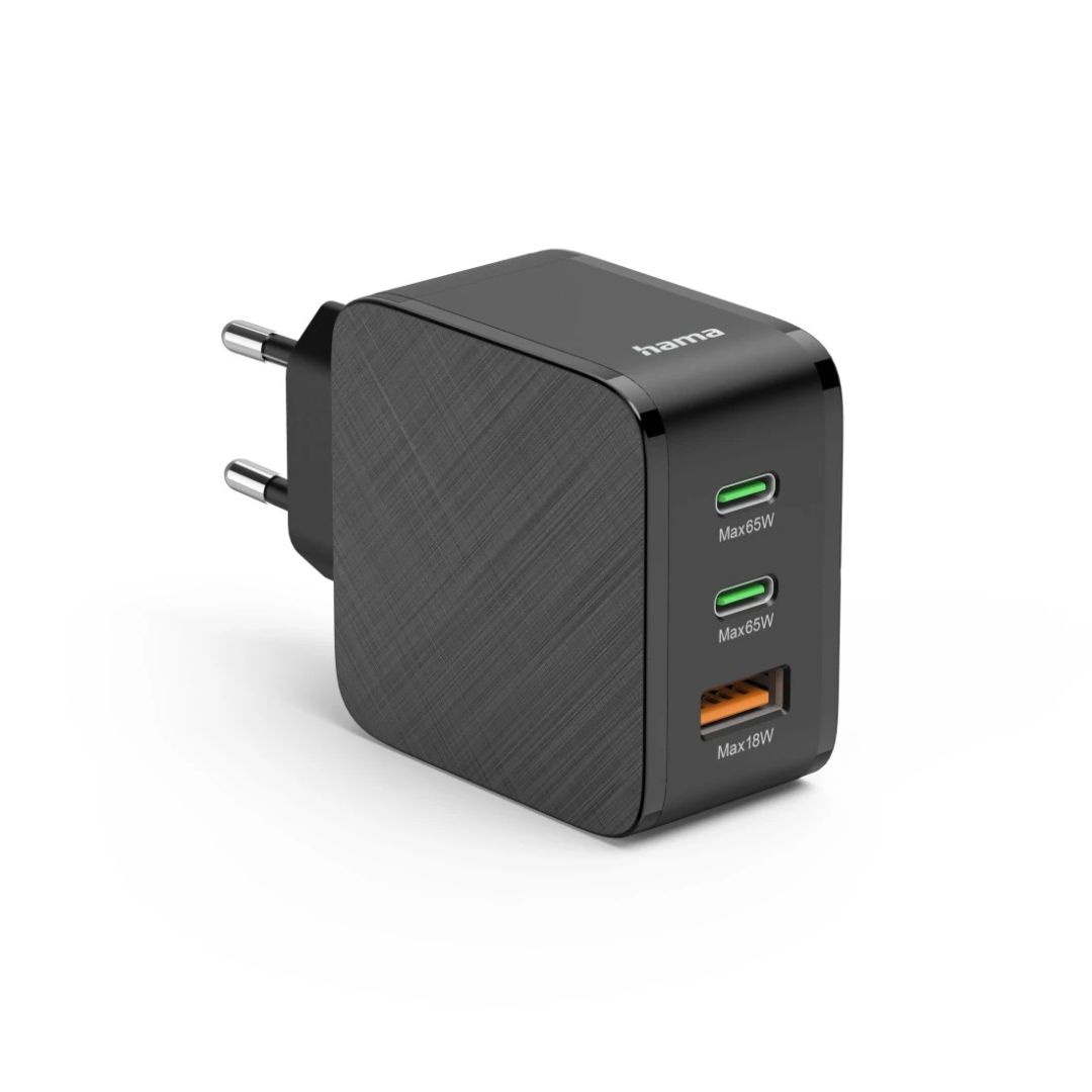 Hama Fast Charger 2x USB-C PD 1x USB-A QC 65W Black