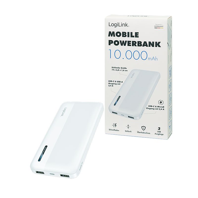 Logilink 10000 mAh PowerBank White