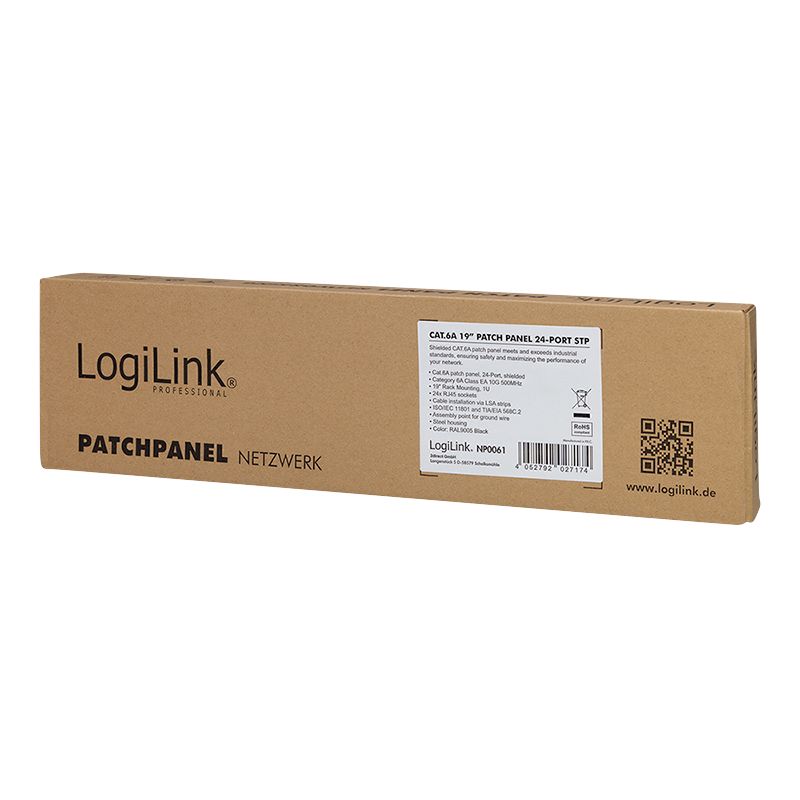Logilink Cat.6A Patch Panel 24 ports shielded 19 inch rack mount Black