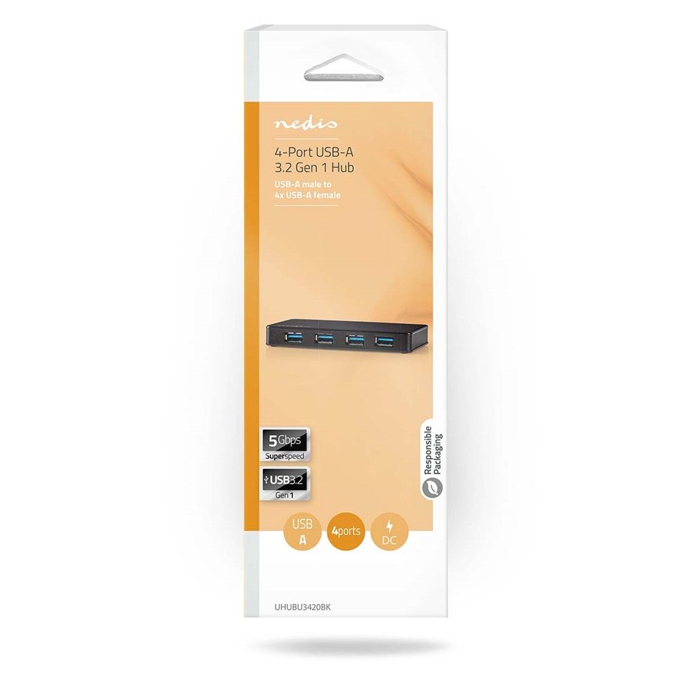 Nedis UHUBU3420BK USB Hub Black