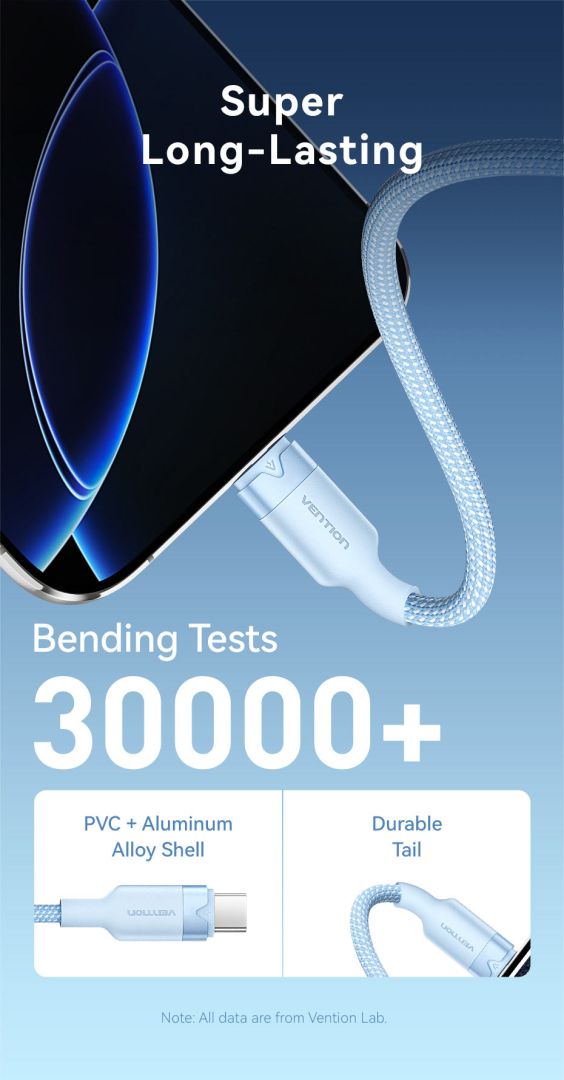 Vention USB 2.0 A Male to C Male 3A Aluminum Alloy Type cable 1m Blue