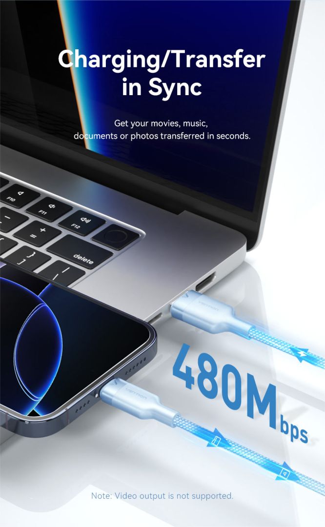 Vention USB 2.0 A Male to C Male 3A Aluminum Alloy Type cable 1m Blue