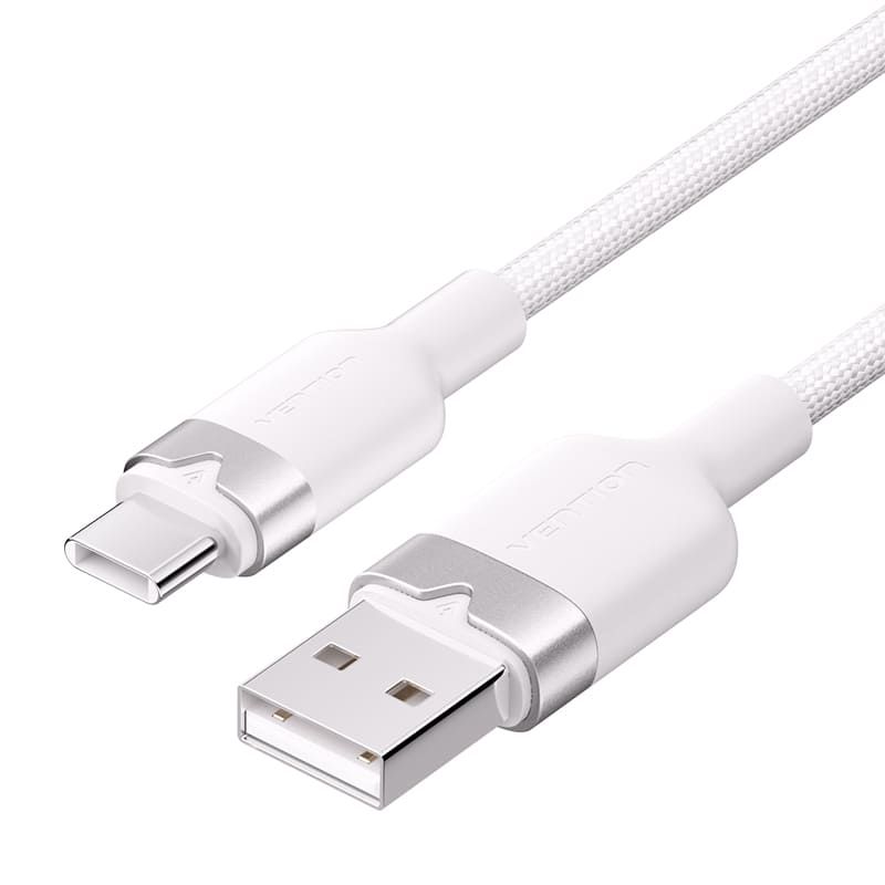 Vention USB 2.0 A Male to C Male 3A Aluminum Alloy Type cable 1m White