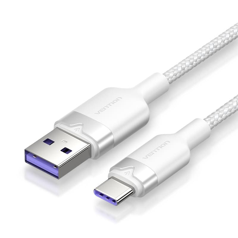 Vention USB 2.0 A Male to C Male 6A Aluminum Alloy Type cable 1m White