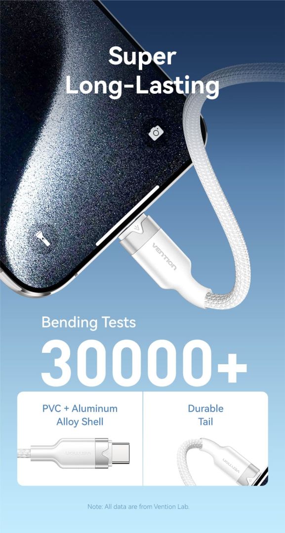 Vention USB 2.0 A Male to C Male 6A Aluminum Alloy Type cable 1m White